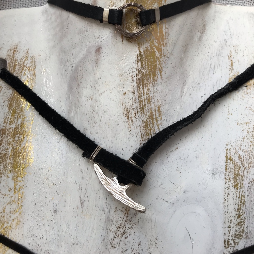Suede and silver choker